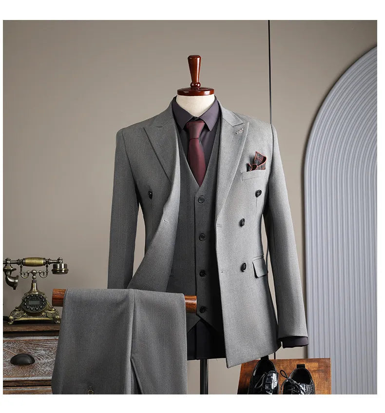 Italian Double Breasted Slim Fit Men's Suit