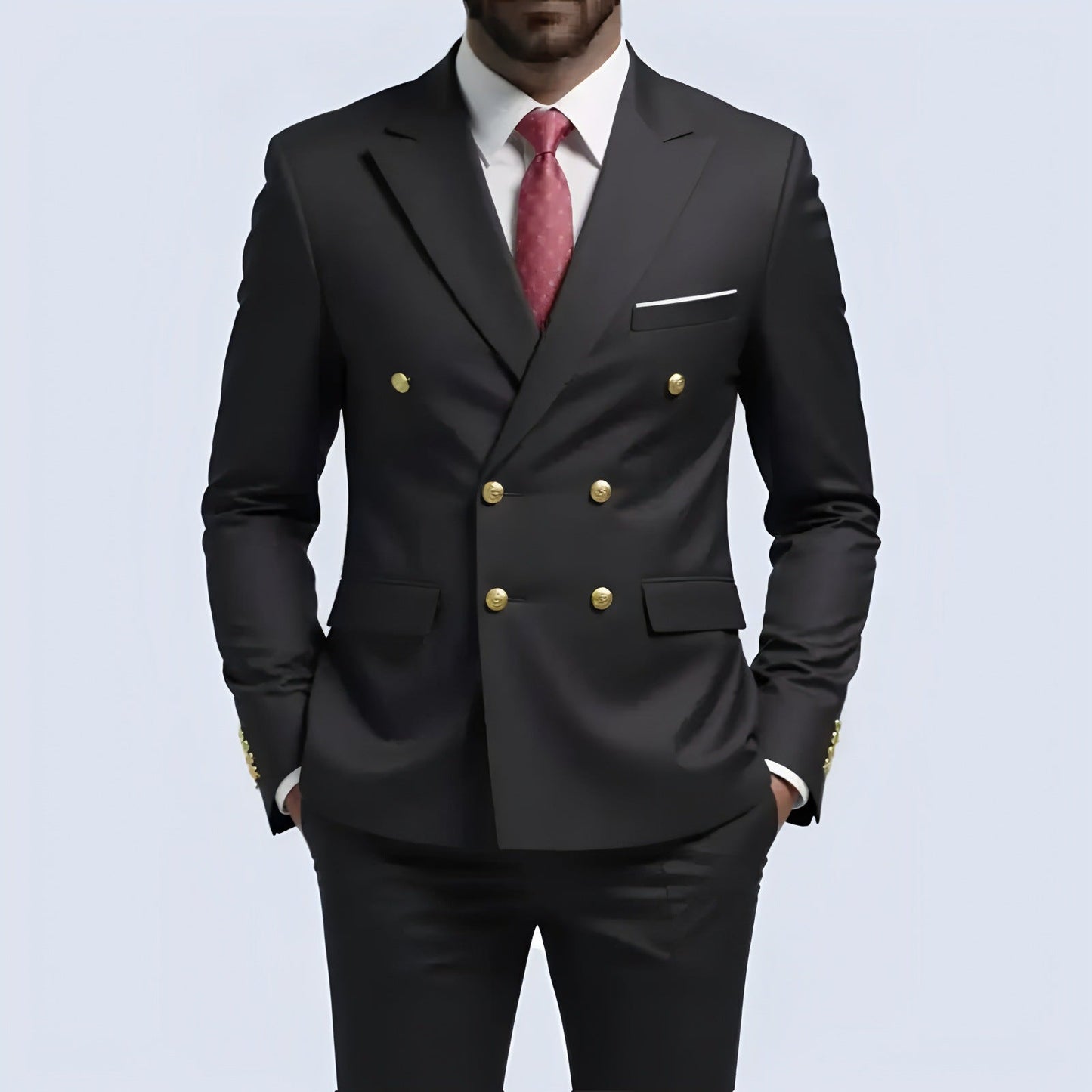 No-Iron Double-Breasted Two-Piece suit