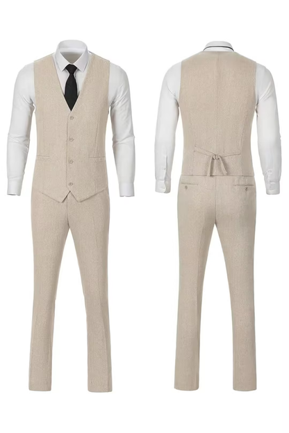 Men's Retro Tweed Herringbone 3 Piece Suit