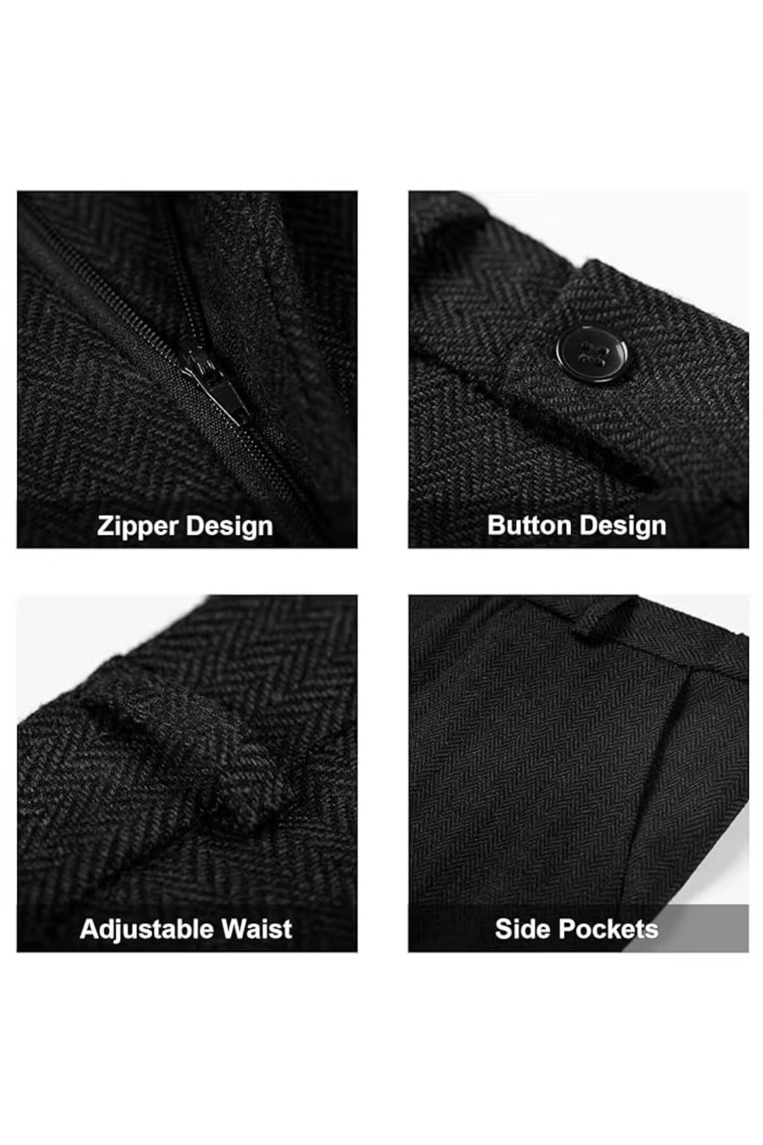 Men's Retro Tweed Herringbone 3 Piece Suit