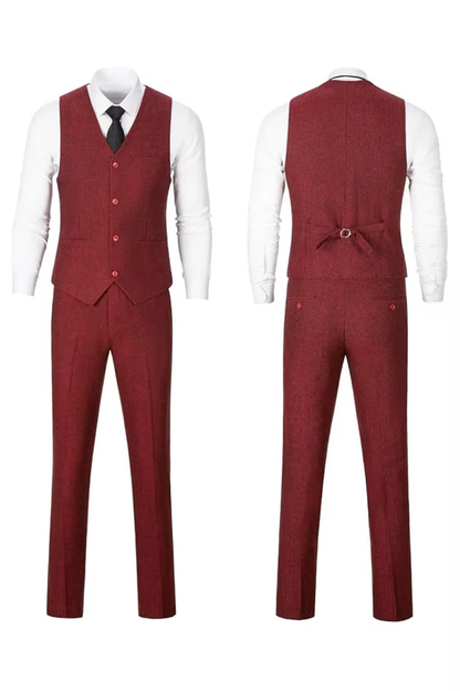 Men's Retro Tweed Herringbone 3 Piece Suit