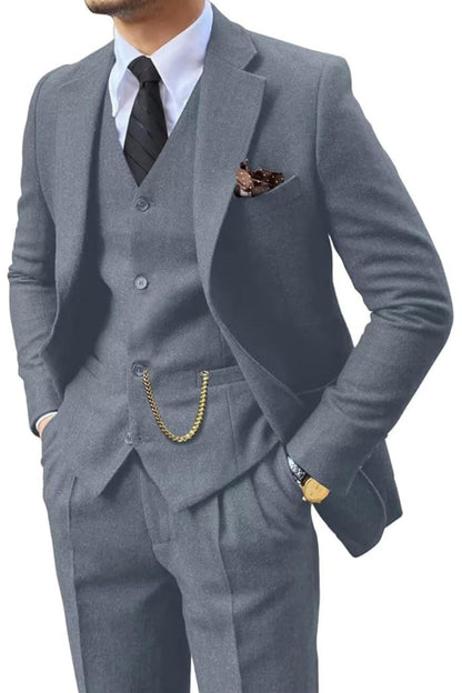Men's Retro Tweed Herringbone 3 Piece Suit