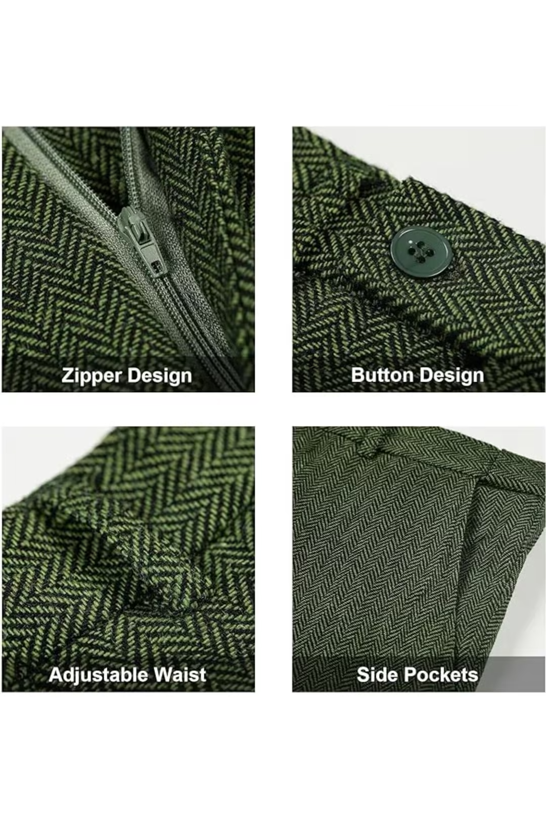 Men's Retro Tweed Herringbone 3 Piece Suit