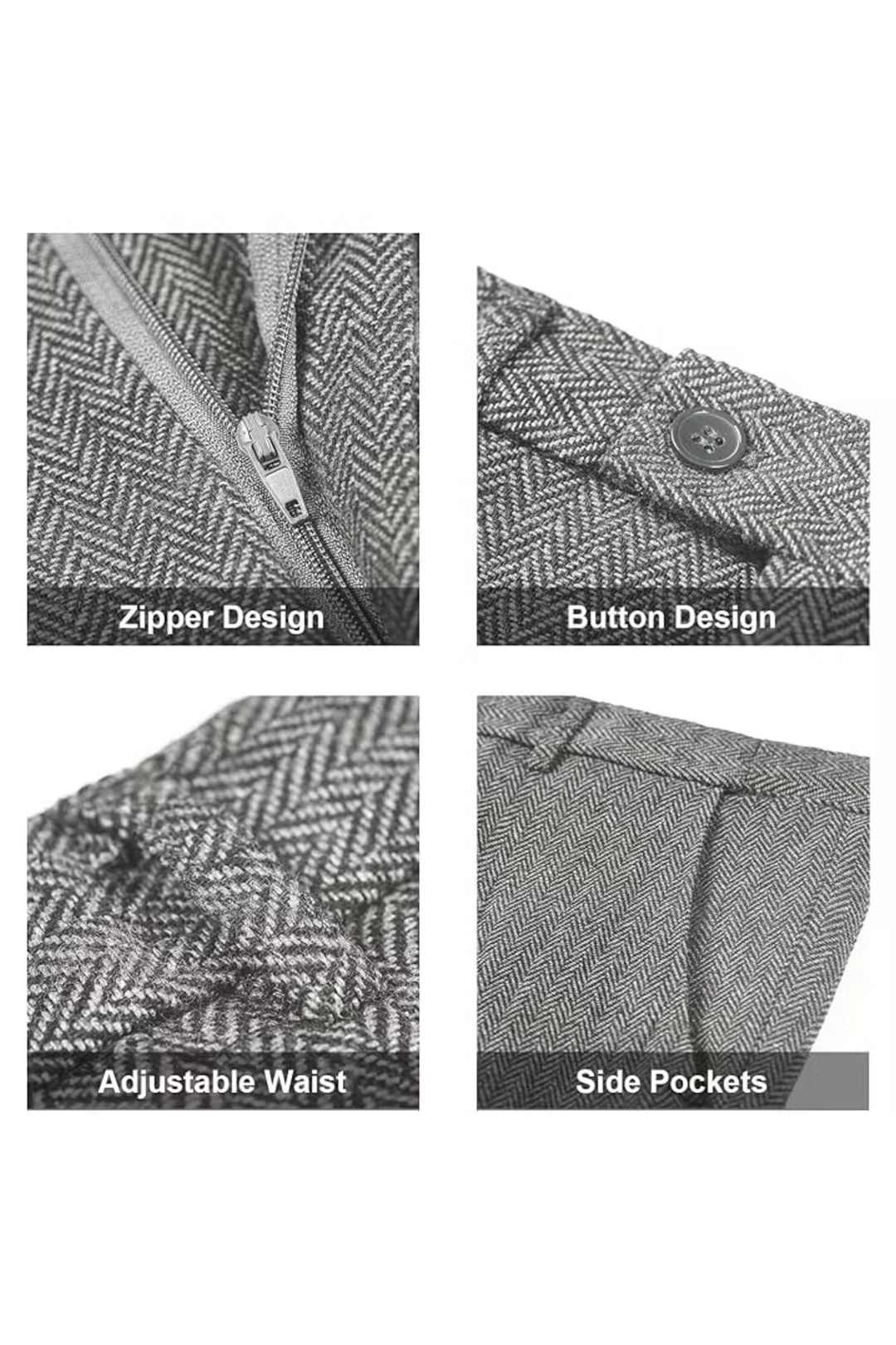 Men's Retro Tweed Herringbone 3 Piece Suit