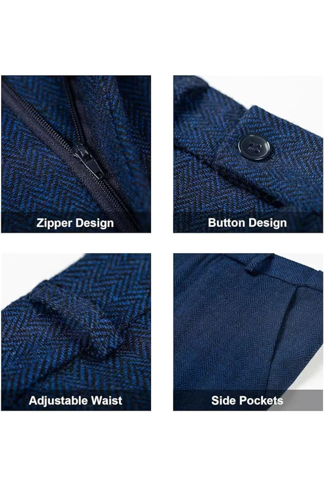 Men's Retro Tweed Herringbone 3 Piece Suit